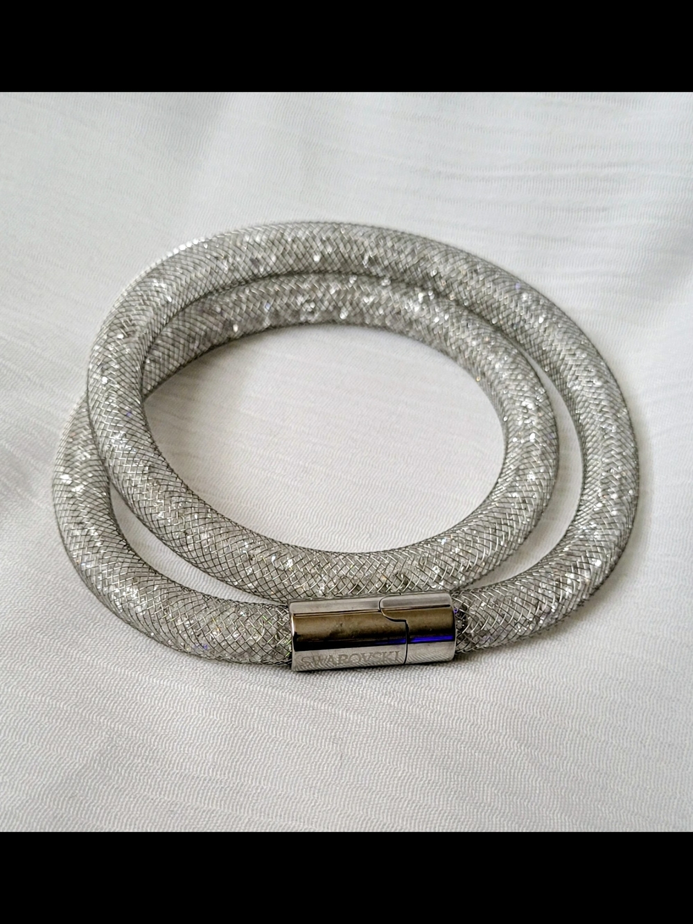 Swarovski Silver Mesh Stardust Double-Wrap Crystal Bracelet/Necklace 16"